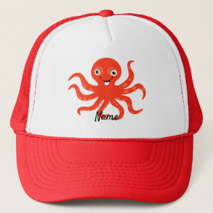 Cute Red Smiling Octopus Thunder_Cove Trucker Pet
