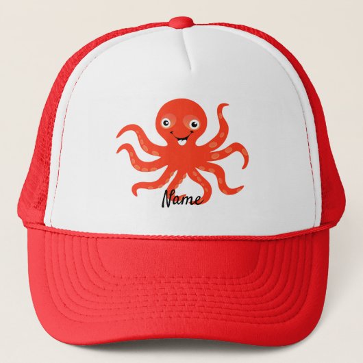 Cute Red Smiling Octopus Thunder_Cove Trucker Pet (Voorkant)