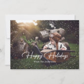 Cute Red Snow Stars Photo Holiday Card Feestdagenkaart (Voorkant)