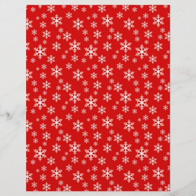 Cute Red Snowflake Patroonpapier (Voorkant)