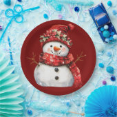 Cute Red Snowman Christmas  Papieren Bordje (Feest)