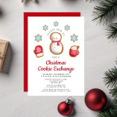 Cute Red Snowman-kerstkoekjesuitwisseling Kaart