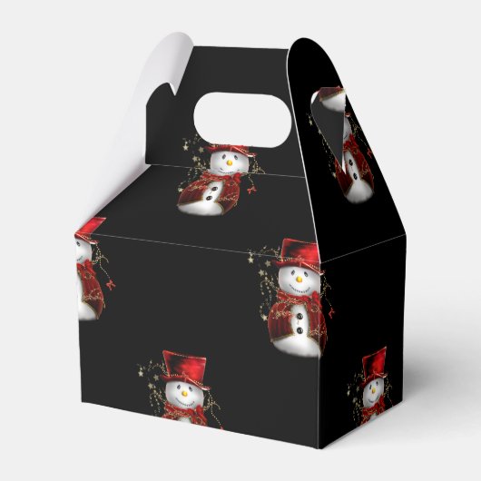 Cute Red Snowman Kerstmis Bedankdoosjes (Achterkant)