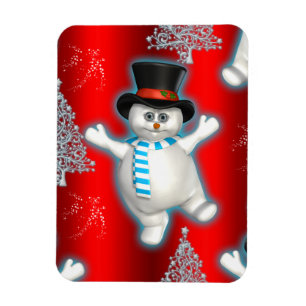 Cute Red Snowman Kerstmis Magneet