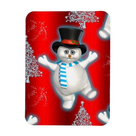 Cute Red Snowman Kerstmis Magneet (Verticaal)