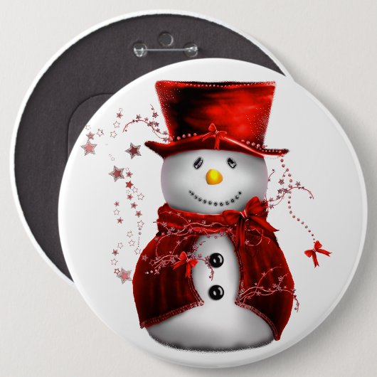 Cute Red Snowman Kerstmis Ronde Button 6,0 Cm (Voorkant /achterkant)