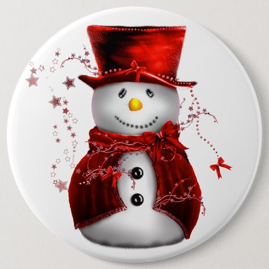 Cute Red Snowman Kerstmis Ronde Button 6,0 Cm (Voorkant)