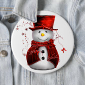 Cute Red Snowman Kerstmis Ronde Button 6,0 Cm (In situ)