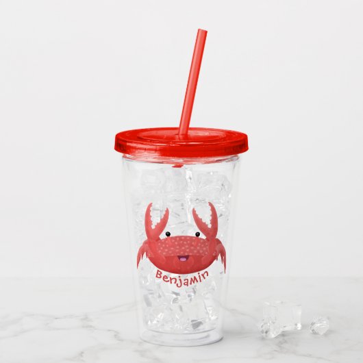 Cute red spotty crab cartoon afbeelding acryl drinkbeker (Achterkant ijs)