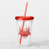 Cute red spotty crab cartoon afbeelding acryl drinkbeker (Achterkant)