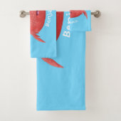 Cute red spotty crab cartoon afbeelding bad handdoek (Insitu)