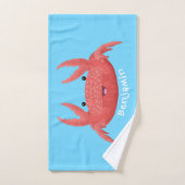 Cute red spotty crab cartoon afbeelding bad handdoek (Handdoek)