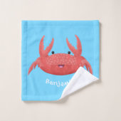 Cute red spotty crab cartoon afbeelding bad handdoek (Wasdoekje)