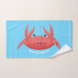 Cute red spotty crab cartoon afbeelding bad handdoek