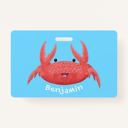 Cute red spotty crab cartoon afbeelding badge (Voorkant)