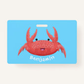 Cute red spotty crab cartoon afbeelding badge (Achterkant)