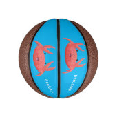 Cute red spotty crab cartoon afbeelding basketbal (Verticaal)