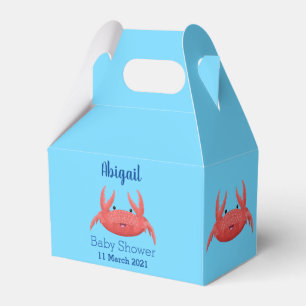 Cute red spotty crab cartoon afbeelding bedankdoosjes