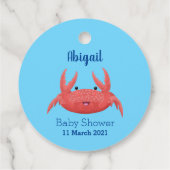 Cute red spotty crab cartoon afbeelding bedankjes labels (Achterkant)