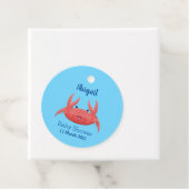 Cute red spotty crab cartoon afbeelding bedankjes labels (In situ)