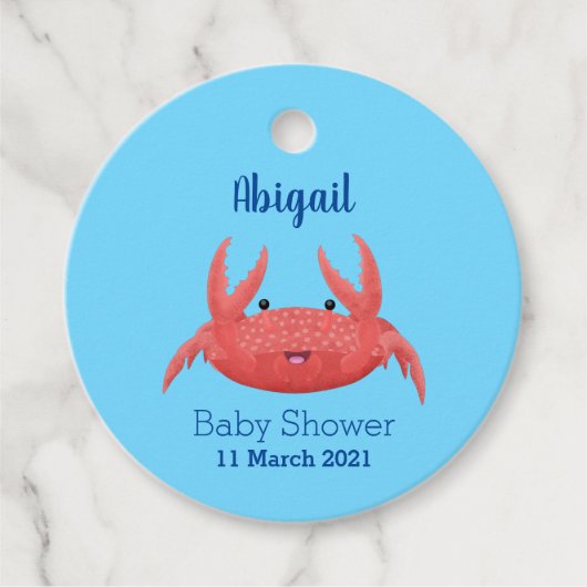Cute red spotty crab cartoon afbeelding bedankjes labels (Voorkant)