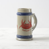 Cute red spotty crab cartoon afbeelding bierpul (Voorkant rechts)