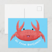 Cute red spotty crab cartoon afbeelding briefkaart (Voorkant / Achterkant)