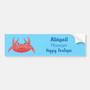 Cute red spotty crab cartoon afbeelding bumpersticker
