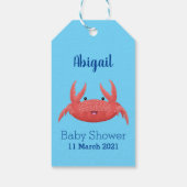 Cute red spotty crab cartoon afbeelding cadeaulabel (Achterkant)