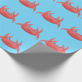 Cute red spotty crab cartoon afbeelding cadeaupapier (Hoek)