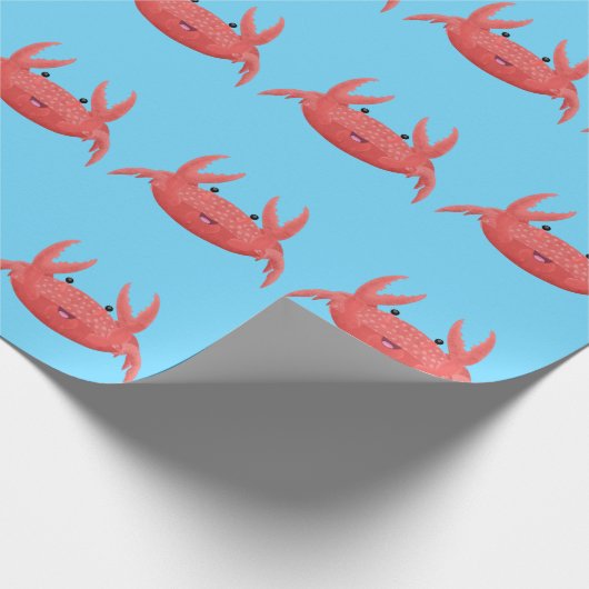 Cute red spotty crab cartoon afbeelding cadeaupapier (Hoek)
