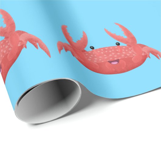 Cute red spotty crab cartoon afbeelding cadeaupapier (Rol Hoek)