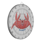 Cute red spotty crab cartoon afbeelding dartbord (Voorkant Links)