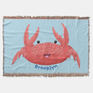 Cute red spotty crab cartoon afbeelding deken