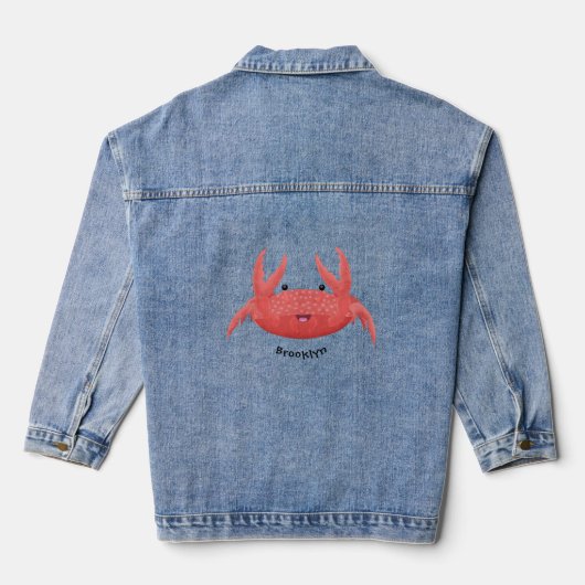 Cute red spotty crab cartoon afbeelding denim jacket (Achterkant)