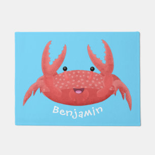 Cute red spotty crab cartoon afbeelding deurmat