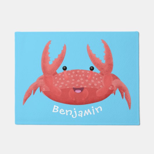 Cute red spotty crab cartoon afbeelding deurmat (Voorkant)