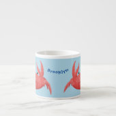 Cute red spotty crab cartoon afbeelding espresso kop (Voorkant)