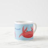 Cute red spotty crab cartoon afbeelding espresso kop (Voorkant rechts)