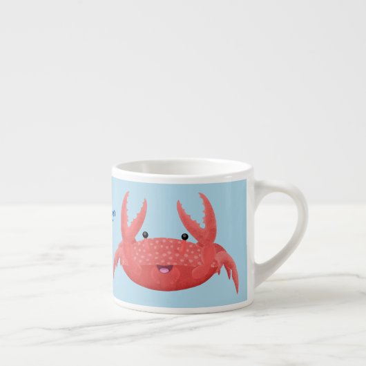Cute red spotty crab cartoon afbeelding espresso kop (Rechts)