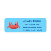 Cute red spotty crab cartoon afbeelding etiket (Voorkant)