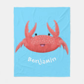 Cute red spotty crab cartoon afbeelding fleece deken (Voorkant)