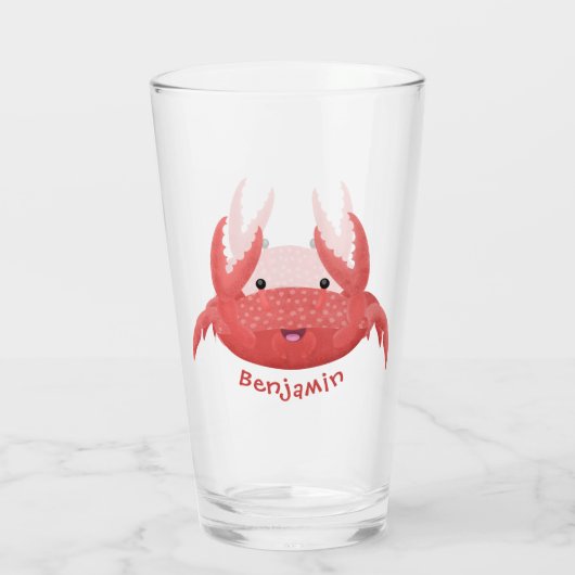 Cute red spotty crab cartoon afbeelding glas (Achterkant)