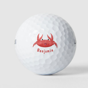 Cute red spotty crab cartoon afbeelding golfballen
