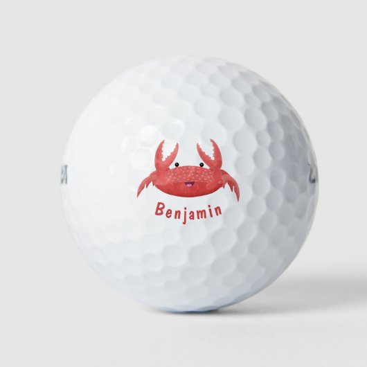 Cute red spotty crab cartoon afbeelding golfballen (Voorkant)