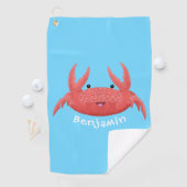 Cute red spotty crab cartoon afbeelding golfhanddoek (Insitu)