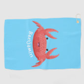 Cute red spotty crab cartoon afbeelding golfhanddoek (Horizontaal)