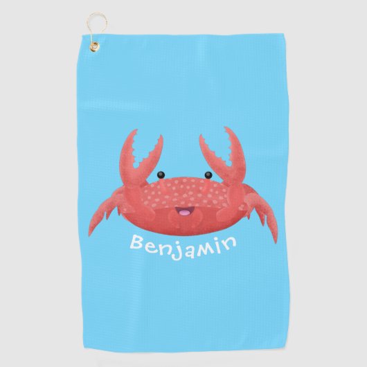 Cute red spotty crab cartoon afbeelding golfhanddoek (Voorkant)