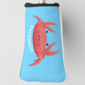 Cute red spotty crab cartoon afbeelding golfheadcover (Draai 90)