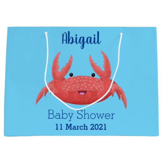 Cute red spotty crab cartoon afbeelding groot cadeauzakje (Voorkant)